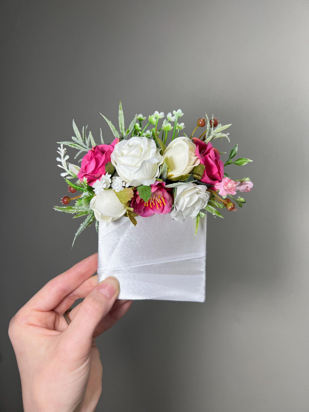 Hot Pink Bouquet Wedding Bridal Fuchsia Bouquet Bridesmaids Hot Pink Peony Deep Pink Neon Bouquet White Artificial Flower Wild Flower Summer