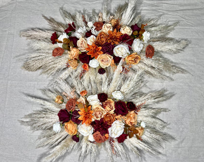 Terracotta Bouquet Burgundy Wedding Bridal Bouquet Champagne Rust Bridesmaids Bouquet Burnt Orange Bouquet Boho Pampas Grass