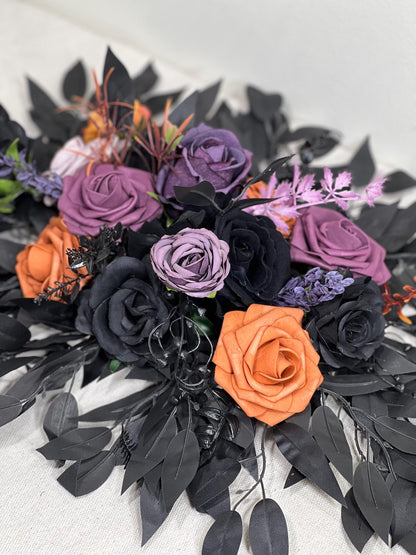 Black Orange Bouquet Wedding Dark Purple Bridal Black Bouquet Bridesmaids Plum Burnt Orange Black Gothic Bouquet Rust Artificial Flower