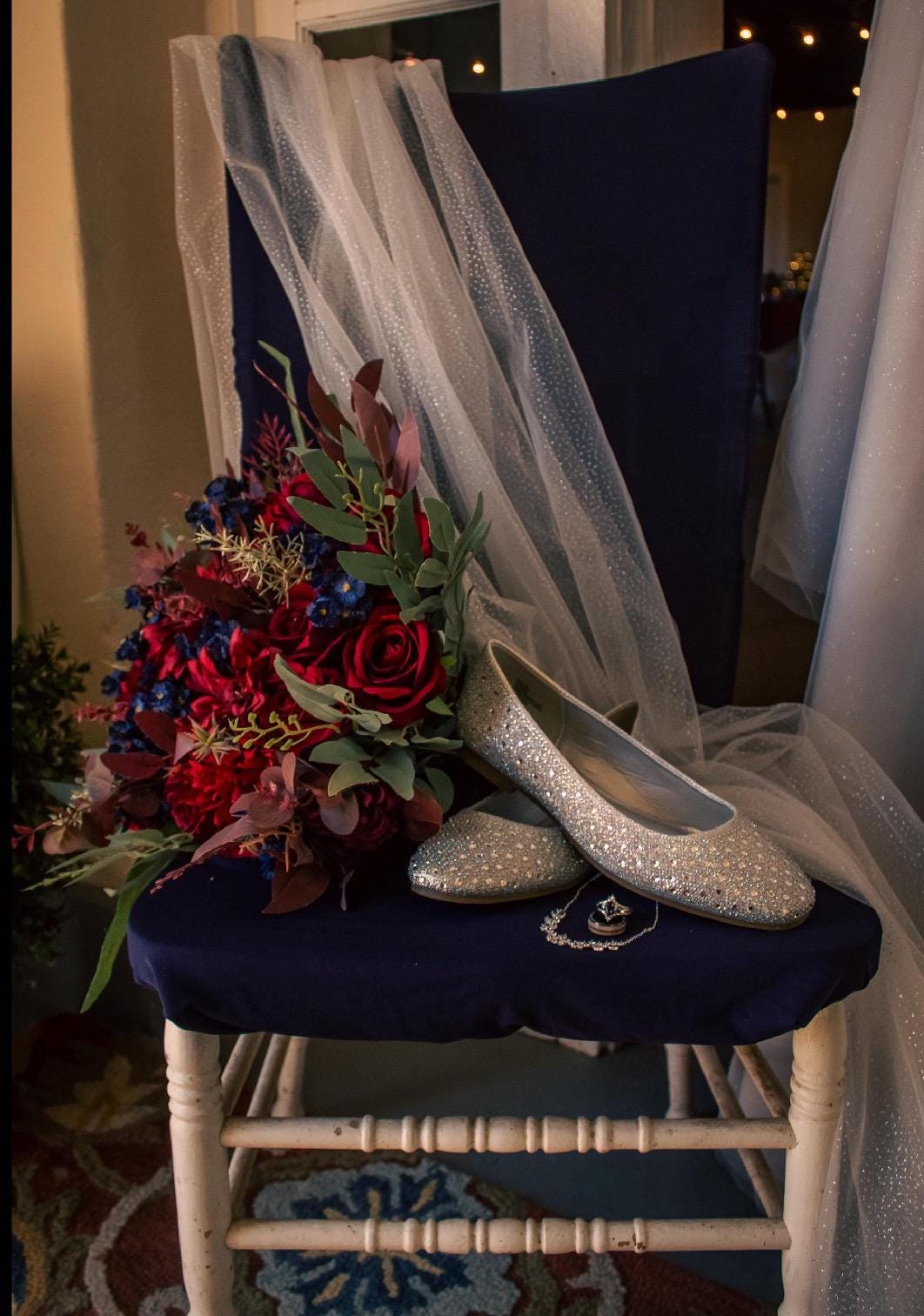 Burgundy Navy Blue Bouquet Wedding Bridal Bouquet Red Dark Blue Bridesmaids Bouquet Burgundy Navy Blue Artificial Flower