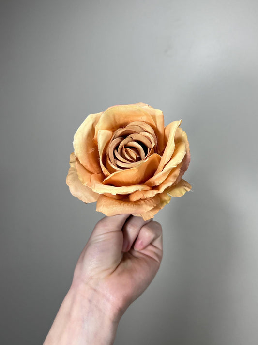 Orange Flower Head 4 inch Artiricial Rose Burnt Orange Flower Wedding Rust Artificial Head Rose Orange DIY Fake Rose