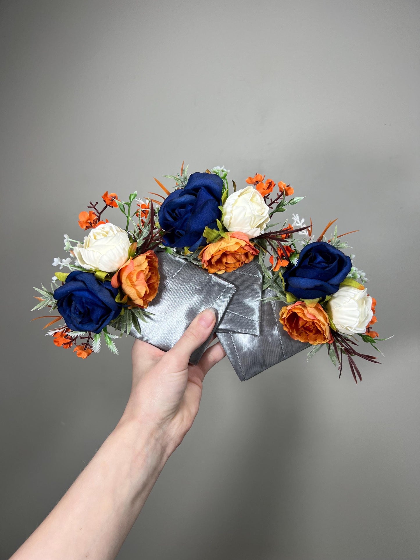 Orange Blue Pocket Boutonniere Wedding Groom Boutonnière Square Burnt Orange Royal Blue Groomsmen Terracotta Royal Blue Orange Boutonniere