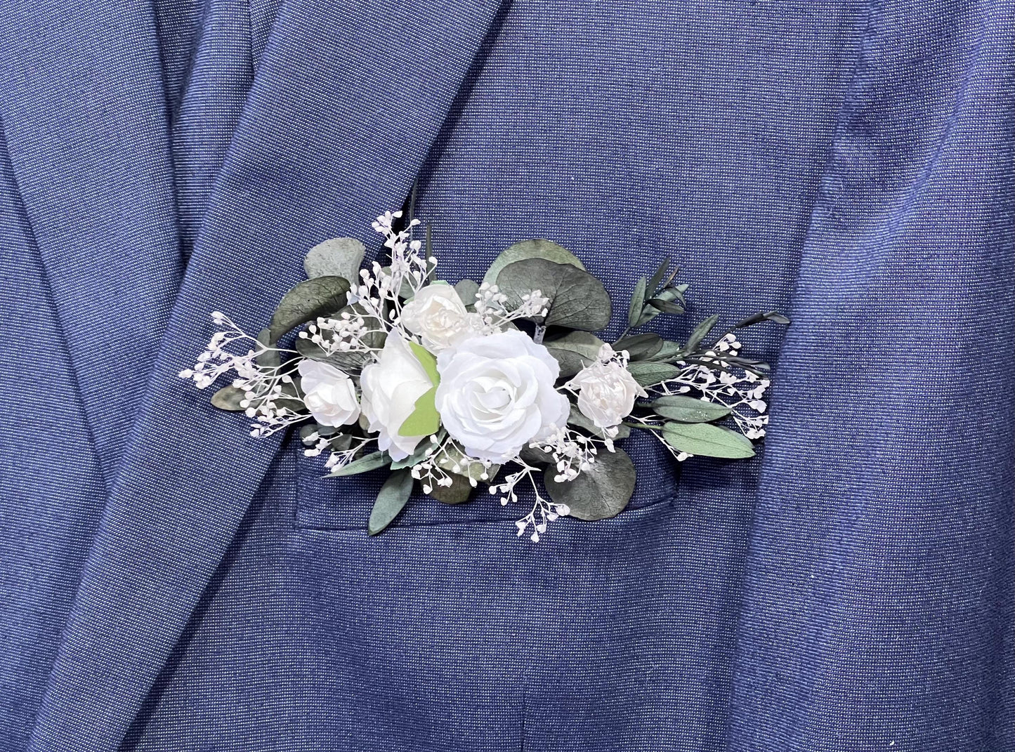 White Pocket Boutonniere Wedding Greenery Groom Boutonnière Square Groomsmen Wedding Ivory Rustic Eucalyptus Baby Breath Artificial Flowers