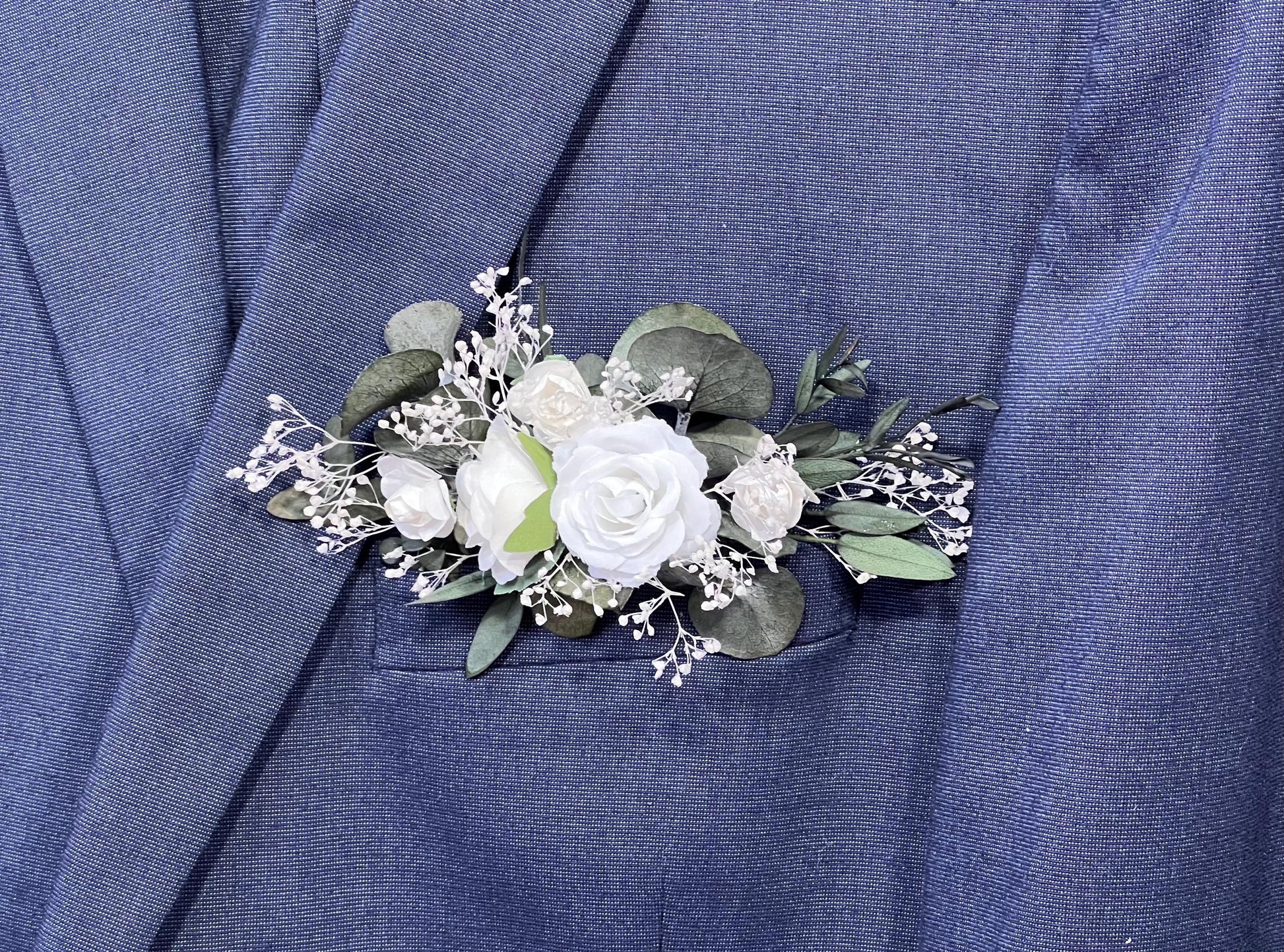 White Pocket Boutonniere Wedding Greenery Groom Boutonnière Square Groomsmen Wedding Ivory Rustic Eucalyptus Baby Breath Artificial Flowers