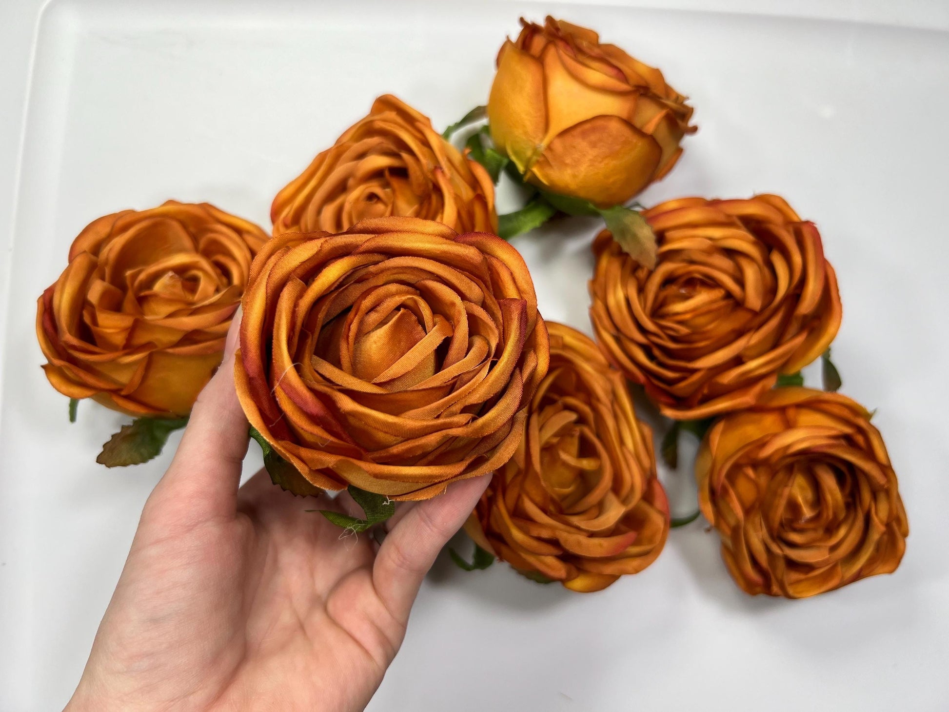 Terracotta Flower Head 2.5 inch Artiricial Rose Burnt Orange Flower Wedding Rust Artificial Head Peony Orange DIY Fake Rose