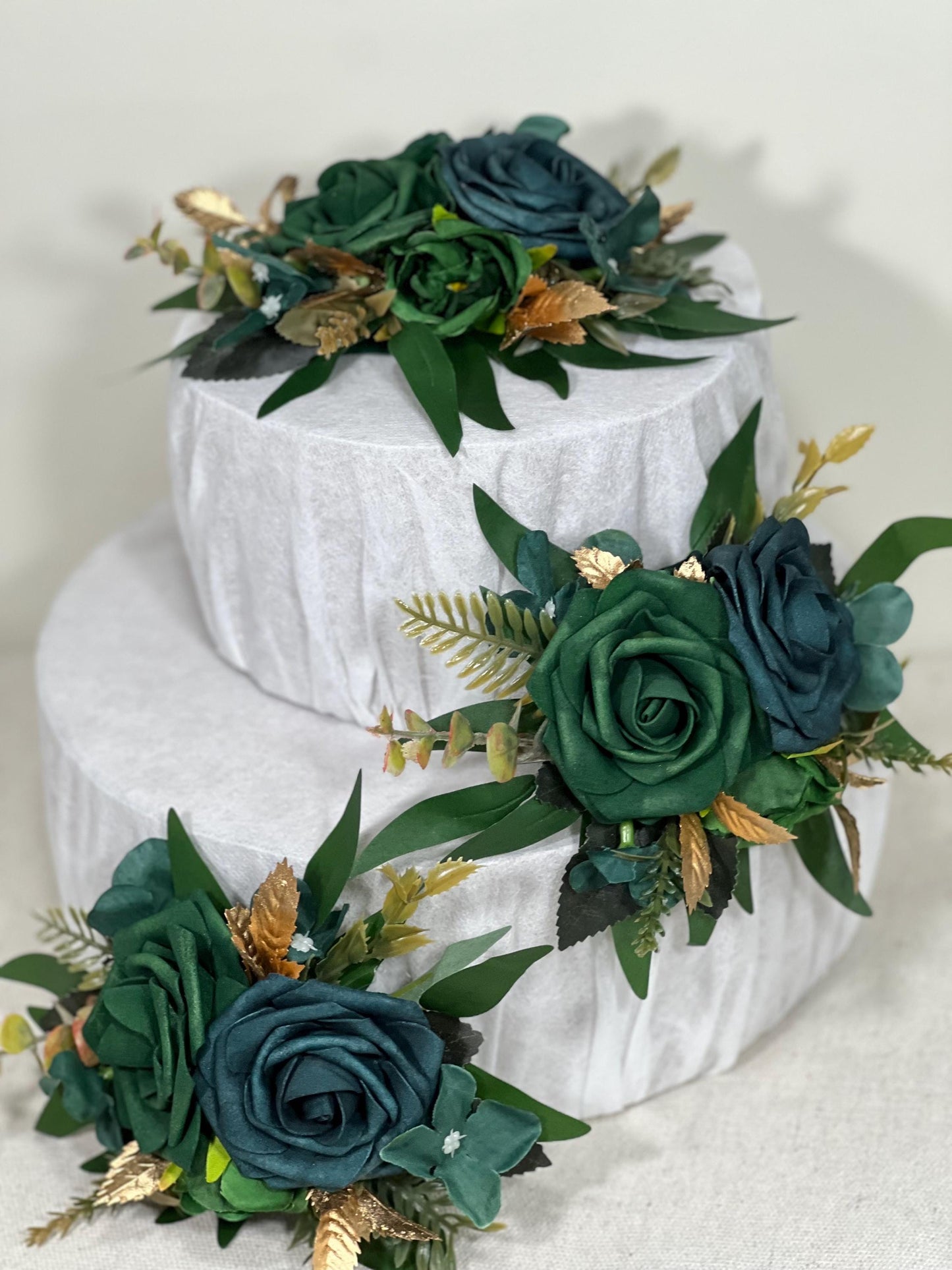 Teal Green Cake Decoration Wedding Emerald Green Cake Topper Decor Gem Cake Arrangements Dark Teal Gold Wedding Hunter Green Decoration