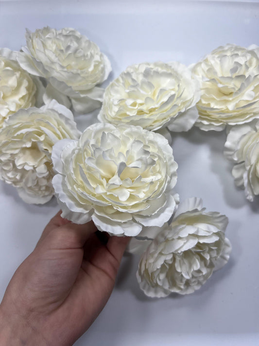 White Peony Artificial Flowers Head Rose White Peony Ivory Wedding Fake Roses White Home Decor Silk Decorative Wedding DIY