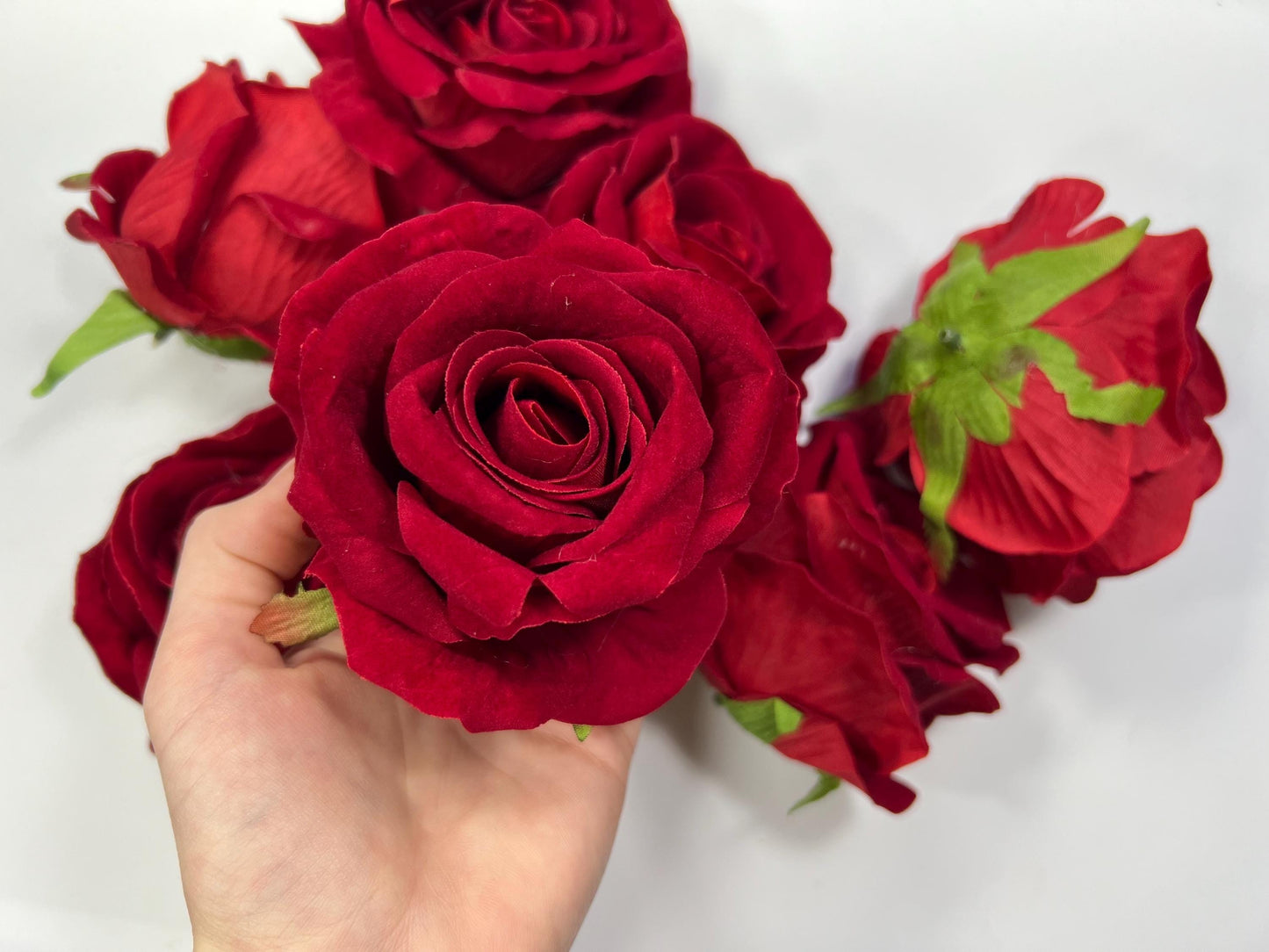 Red Rose Flower Head 3.5 inch Wedding Dark Red Velvet Rose Christmas Red Rose Head Wedding DIY Craft Red Rose Supplies Dark Red Flower Heads