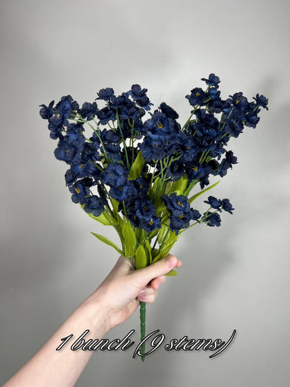 Dark Blue Flowers Ruffle Bush Navy Blue Flowers Home Decor DIY Wedding Wild Flower Blue Navy Artifical Flower Faux Dark Blue