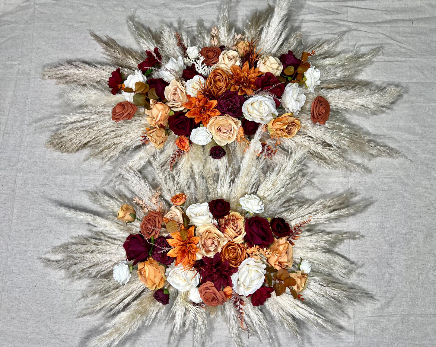 Orange Burgundy Arch Arrangement Ivory Terracotta Aisle Arrangement Rust Boho Burgundy Arbor Arrangement Fall Burnt Orange Pampas Grass