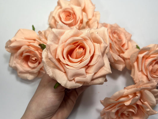 Coral Flower Head 4" Artiricial Rose Peach Flower Wedding Blush Artificial Head Rose Pink DIY Salmon Pink Rose Craft Wedding Supplies