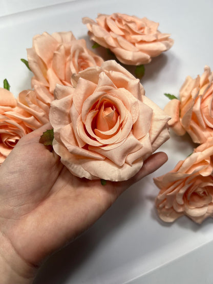 Coral Flower Head 4" Artiricial Rose Peach Flower Wedding Blush Artificial Head Rose Pink DIY Salmon Pink Rose Craft Wedding Supplies