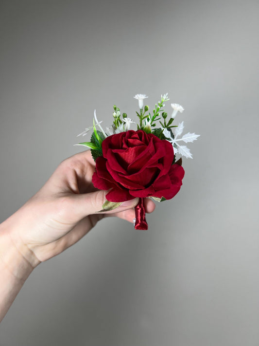 Christmas Boutonnière Wedding Red Boutonniere Groom Dark Red Groomsmen Boutonniere Winter Wedding Christmas Artificial Flower Reddit