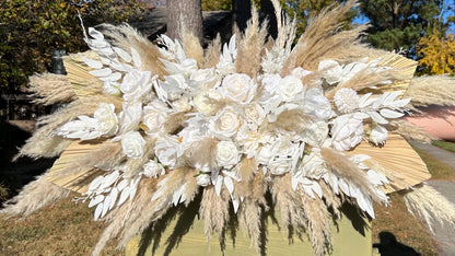 Home Decor Swag Wall Decor Boho Backdrop Arch Arrangements Pampas Grass Nursery Decor White Beige Artificial Dried Flowers Palms Leaves