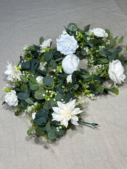 Wedding Garland White Table Decor Ivory Aisle Arrangement Silver Dollar Eucalyptus Decoration White Table Runner Artificial Flower Greenery