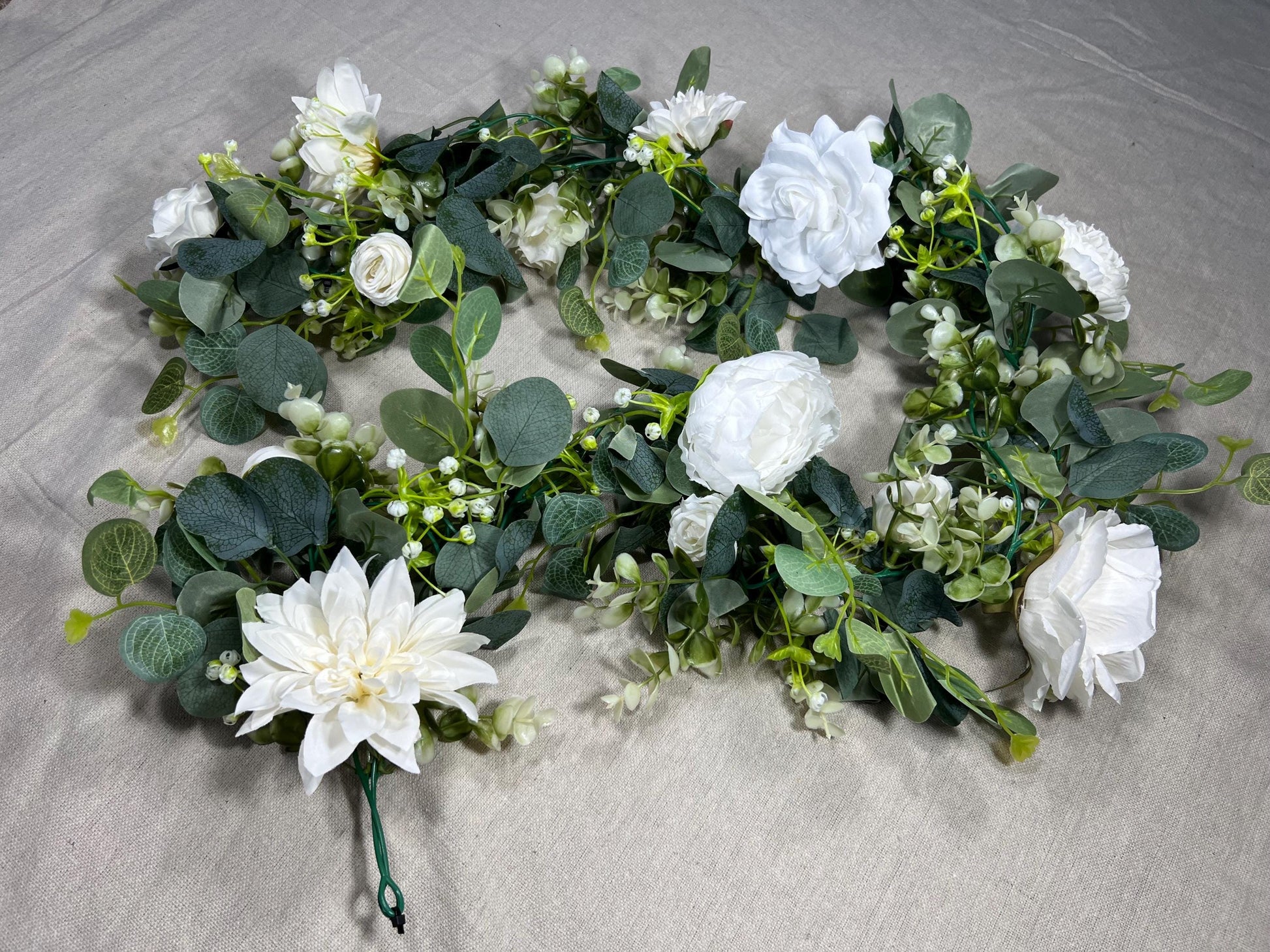 Wedding Garland White Table Decor Ivory Aisle Arrangement Silver Dollar Eucalyptus Decoration White Table Runner Artificial Flower Greenery