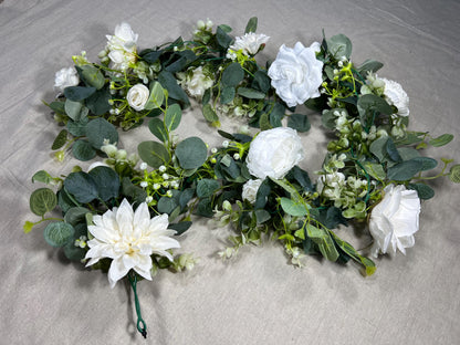 Wedding Garland White Table Decor Ivory Aisle Arrangement Silver Dollar Eucalyptus Decoration White Table Runner Artificial Flower Greenery