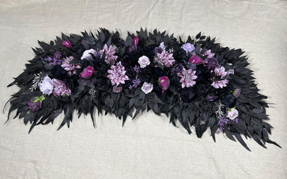 Black Purple Arch Arrangement Wedding Purple Arch Aisle Arrangement Arbor Black Lavender Decor Gothic Black Plum Artificial Flowers