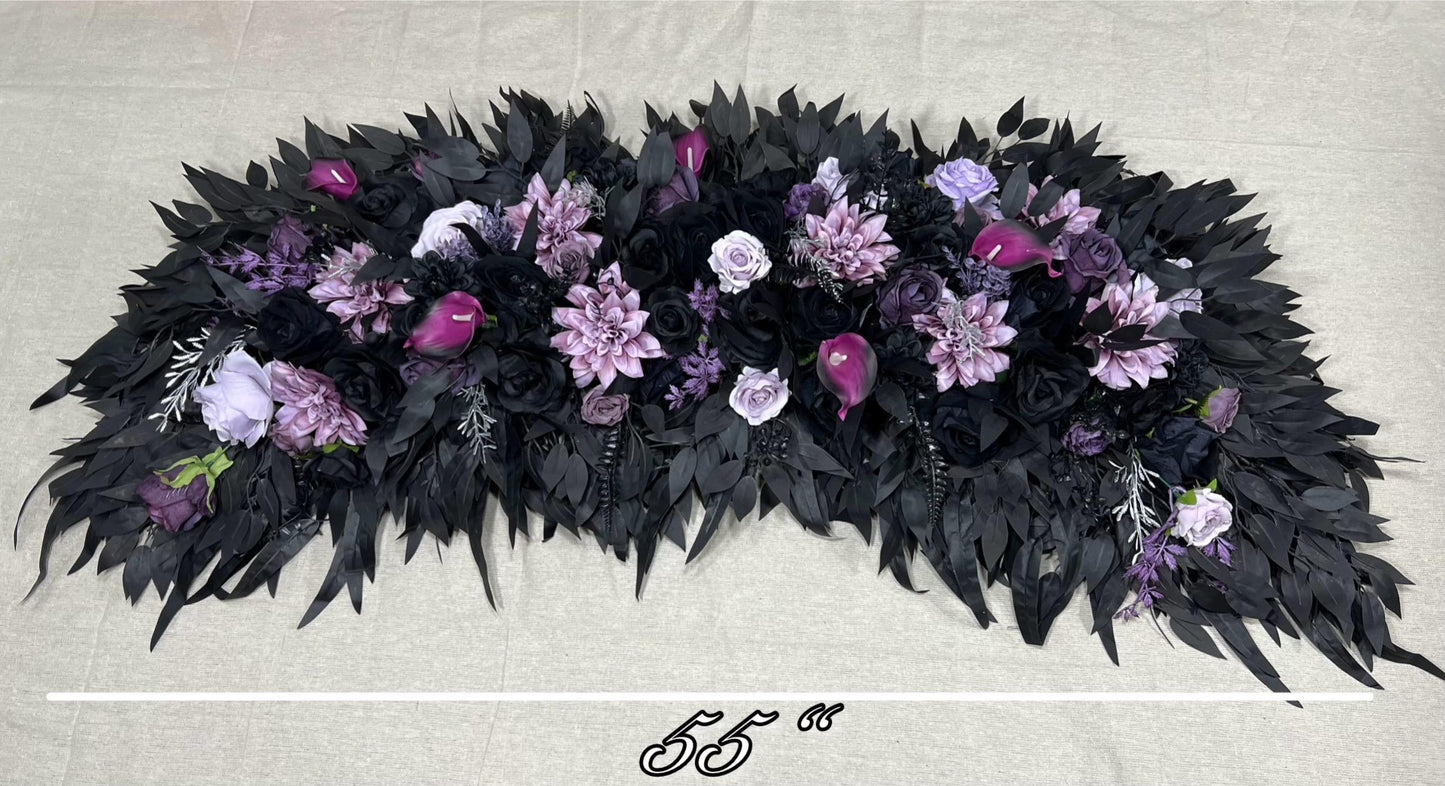 Black Purple Arch Arrangement Wedding Purple Arch Aisle Arrangement Arbor Black Lavender Decor Gothic Black Plum Artificial Flowers