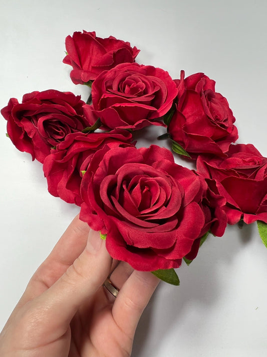 Red Rose Head 2 inch Wedding Decor Dark Red Rose Christmas Red Small Rose Wedding DIY Craft Supplies Red Rose Head Home Decor