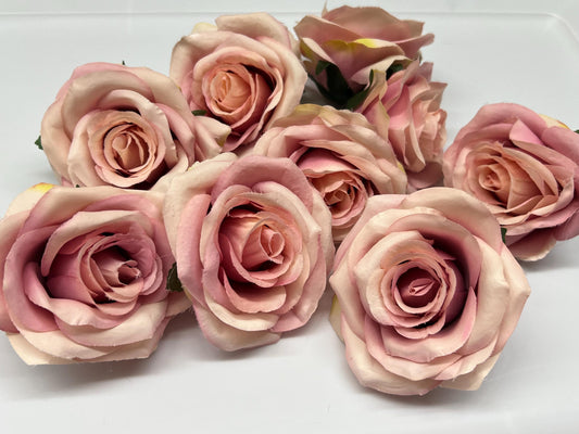 Pink Rose Head 3” Wedding Pink Head Rose Dusty Wedding Fake Roses Blush Pink Home Decor Silk Pale Rose DIY Wedding Supplies Craft