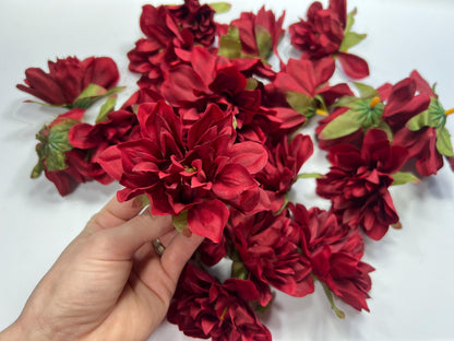 Burgundy Flower Head Wedding Decor Burgundy 3" Dahlia Small Flower Head Wedding DIY Craft Supplies Wedding Burgundy Flower Head Home Decor