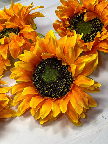 Sunflower Head Flower Artificial Wedding Sunflower Head 4.5 inch Flower Head Sunflower DIY Wedding Supplies Craft Sunflower Big Fake Flower