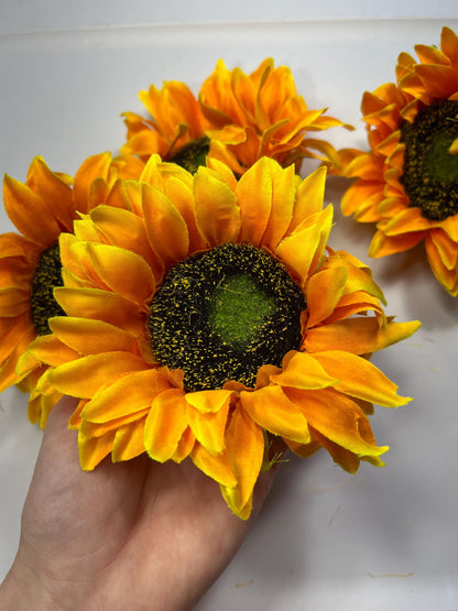 Sunflower Head Flower Artificial Wedding Sunflower Head 4.5 inch Flower Head Sunflower DIY Wedding Supplies Craft Sunflower Big Fake Flower