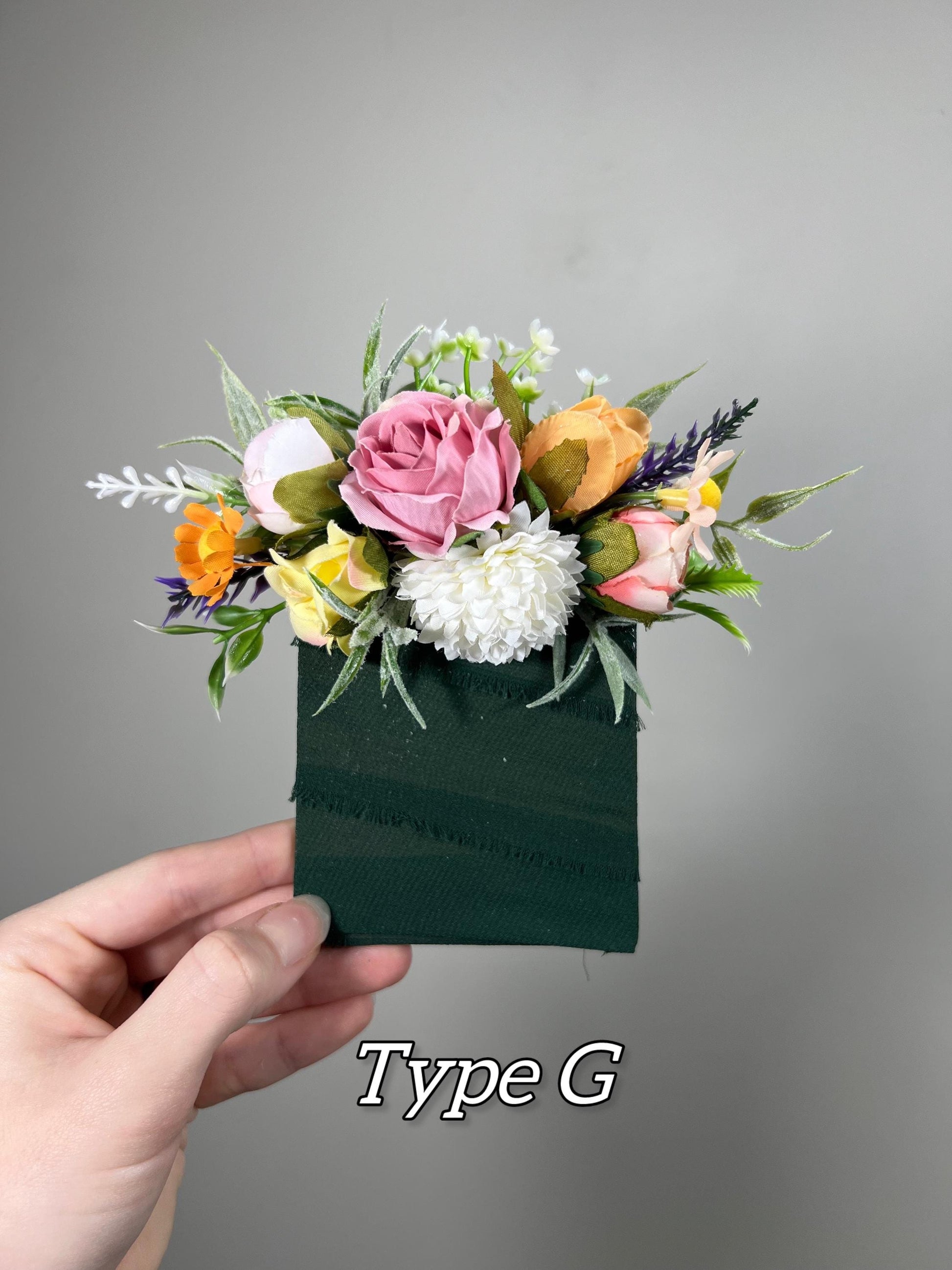 Wedding Pocket Boutonniere White Groom Boutonnière Dusty Rose Orange Square Groomsmen Pocket Boutonniere Dandelion Artifical Flower Wild