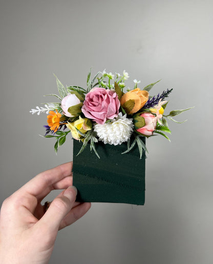 Wedding Pocket Boutonniere White Groom Boutonnière Dusty Rose Orange Square Groomsmen Pocket Boutonniere Dandelion Artifical Flower Wild