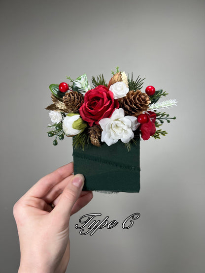 Christmas Pocket Boutonniere Wedding Red Christmas Boutonnière Square White Groom Gold Boutonniere Pocket Red White Pine Cone Boutonniere