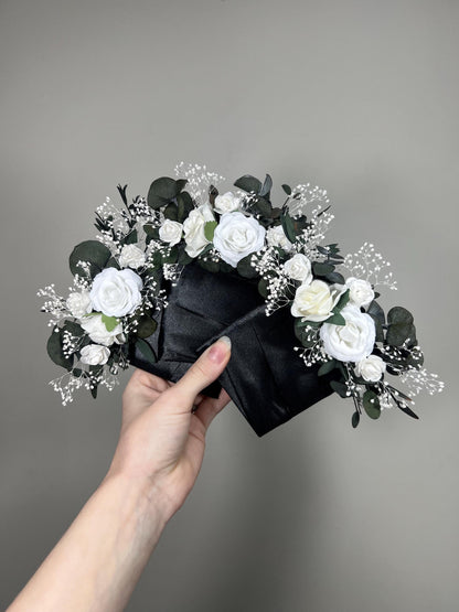 White Pocket Boutonniere Wedding Greenery Groom Boutonnière Square Groomsmen Wedding Ivory Rustic Eucalyptus Baby Breath Artificial Flowers