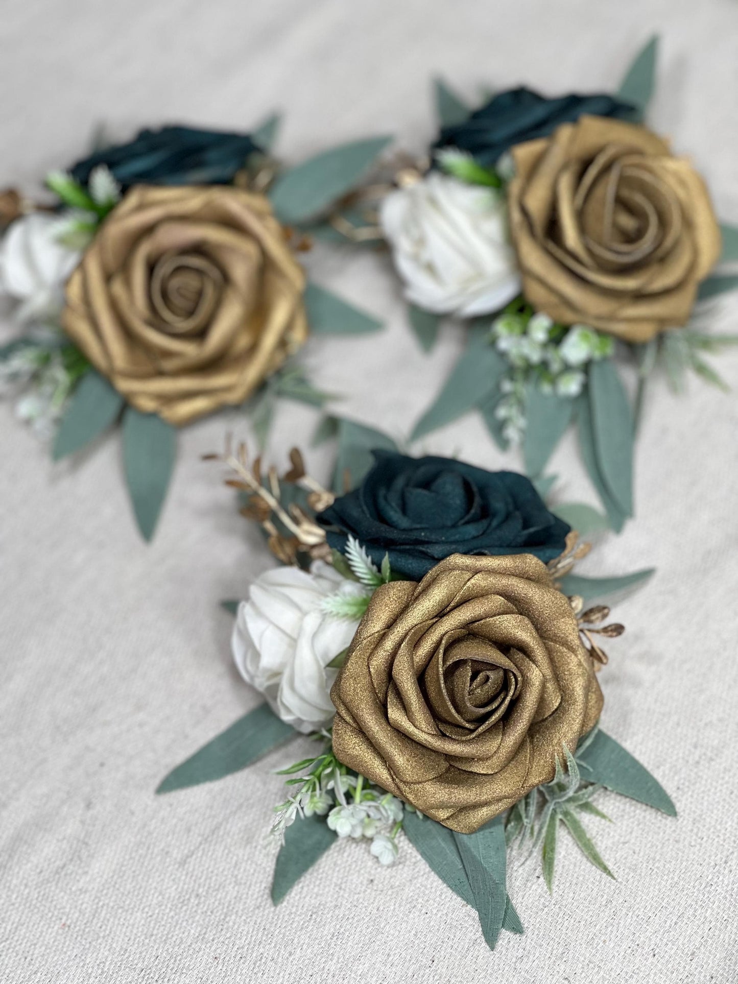 Teal Cake Decoration Gold Cake Topper Dark Teal Decor Cake Arrangements Teal White Wedding Cake Decoration Gold Flower Topper