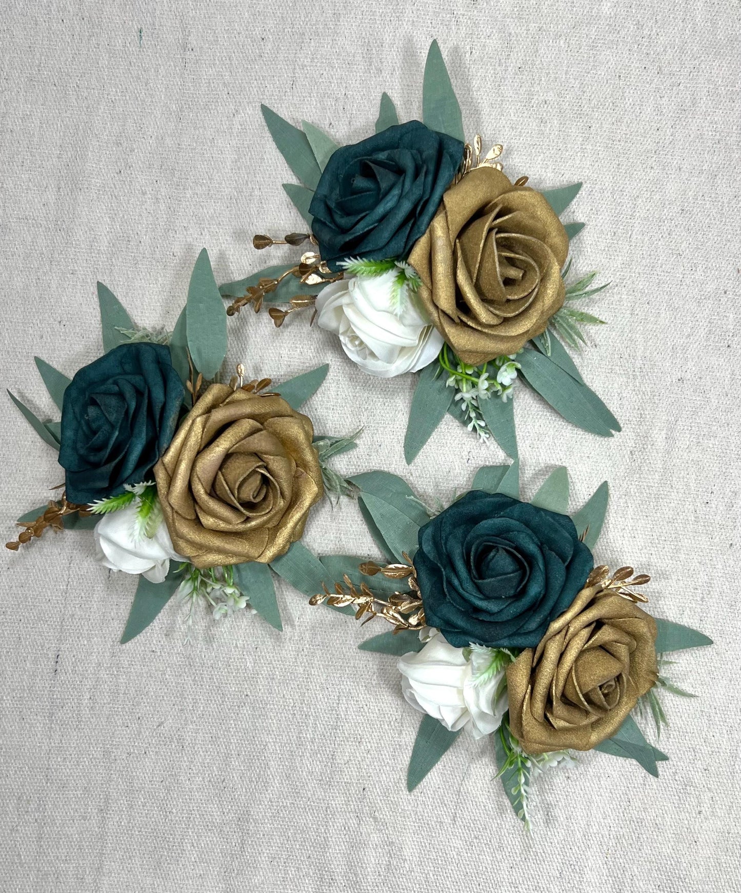 Teal Cake Decoration Gold Cake Topper Dark Teal Decor Cake Arrangements Teal White Wedding Cake Decoration Gold Flower Topper