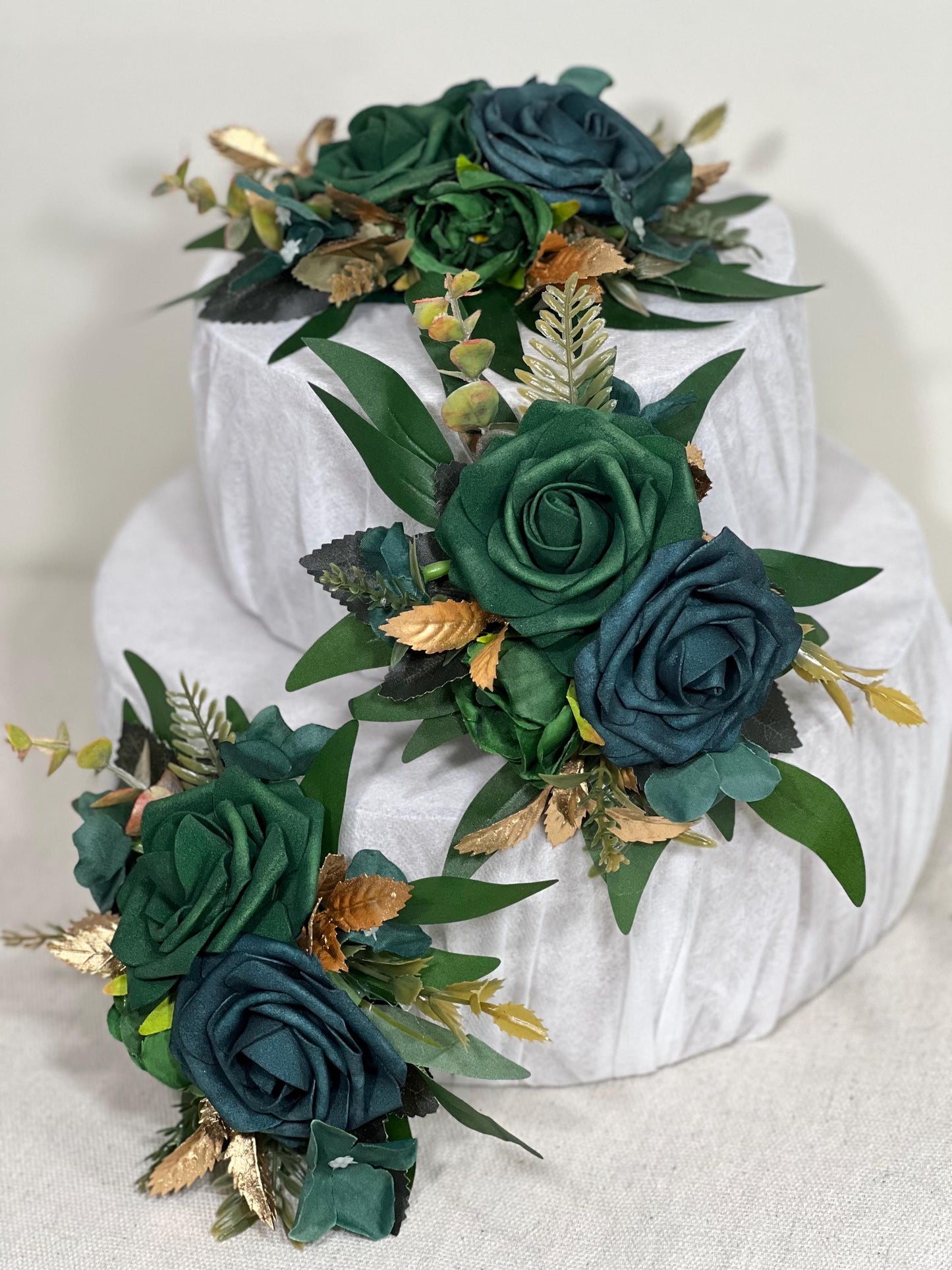 Teal Green Cake Decoration Wedding Emerald Green Cake Topper Decor Gem Cake Arrangements Dark Teal Gold Wedding Hunter Green Decoration