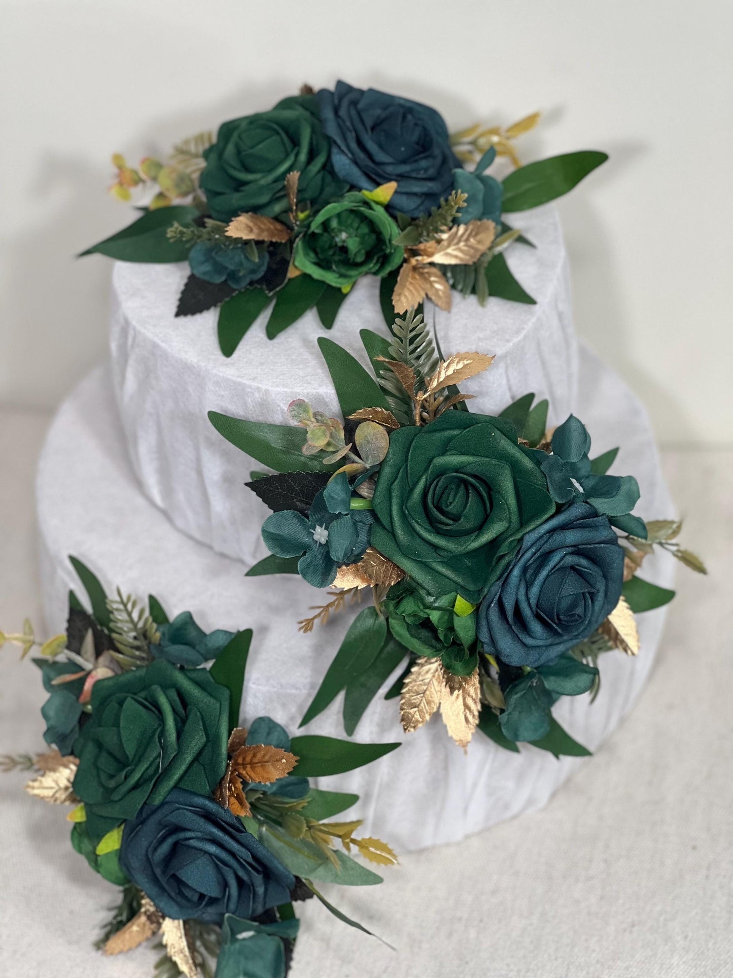 Teal Green Cake Decoration Wedding Emerald Green Cake Topper Decor Gem Cake Arrangements Dark Teal Gold Wedding Hunter Green Decoration