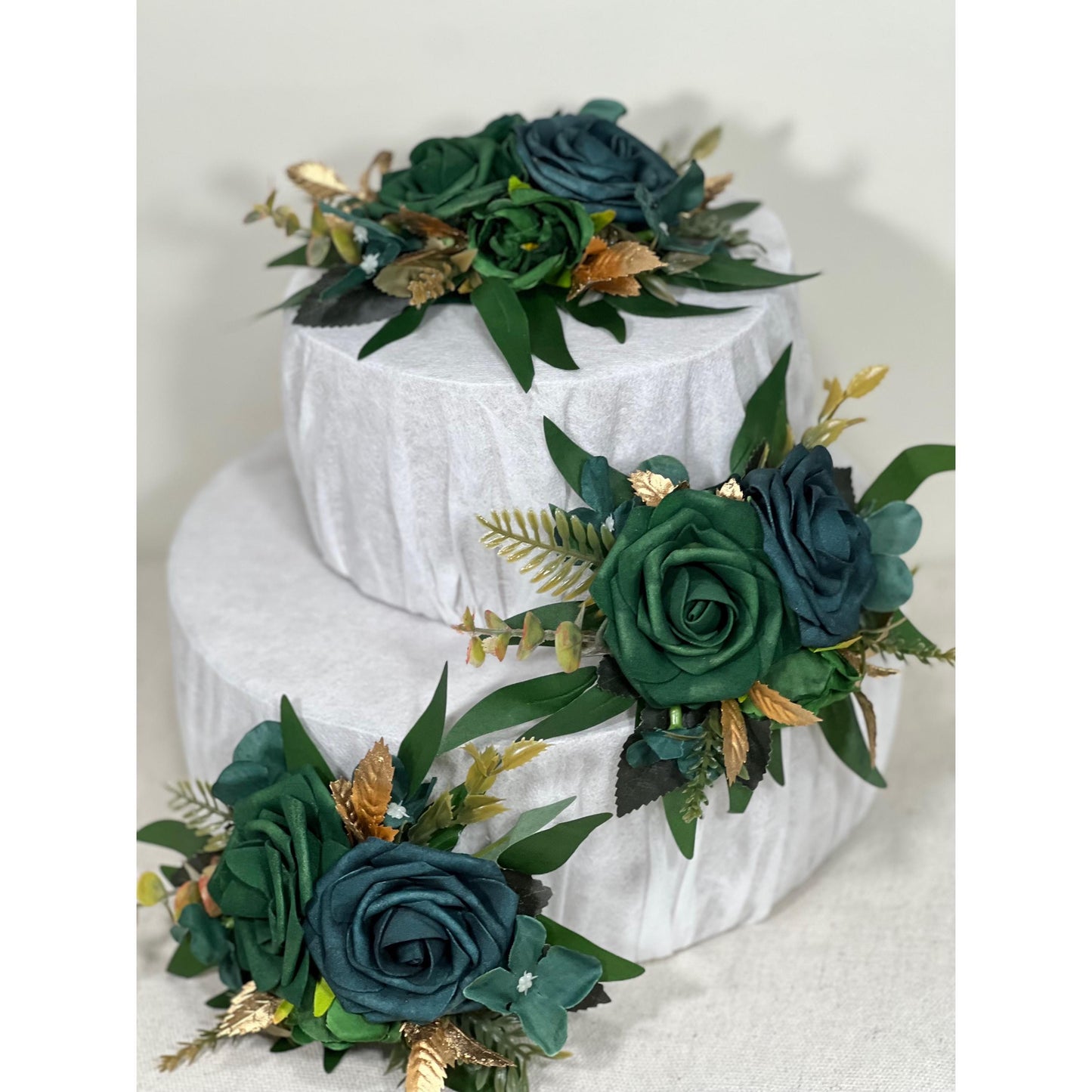 Teal Green Cake Decoration Wedding Emerald Green Cake Topper Decor Gem Cake Arrangements Dark Teal Gold Wedding Hunter Green Decoration