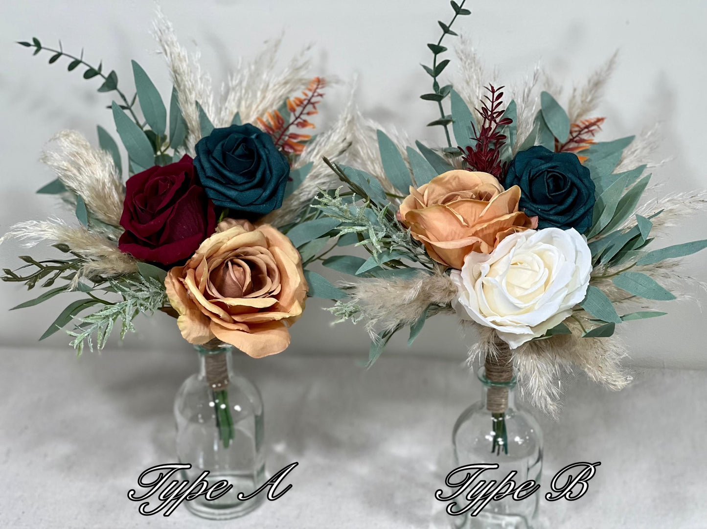 Wedding Dark Teal Bouquet Bridal Burgundy Terracotta Bridesmaids Burgundy Burnt Orange Bouquet Dark Teal Rust Artificial Flowers Bouquet