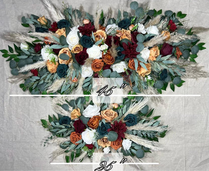 Dark Teal Bouquet Bridal White Terracotta Burgundy Bridesmaids Bouquet Burnt Orange Bouquet Teal Burgundy Rust Ivory Artificial Flowers