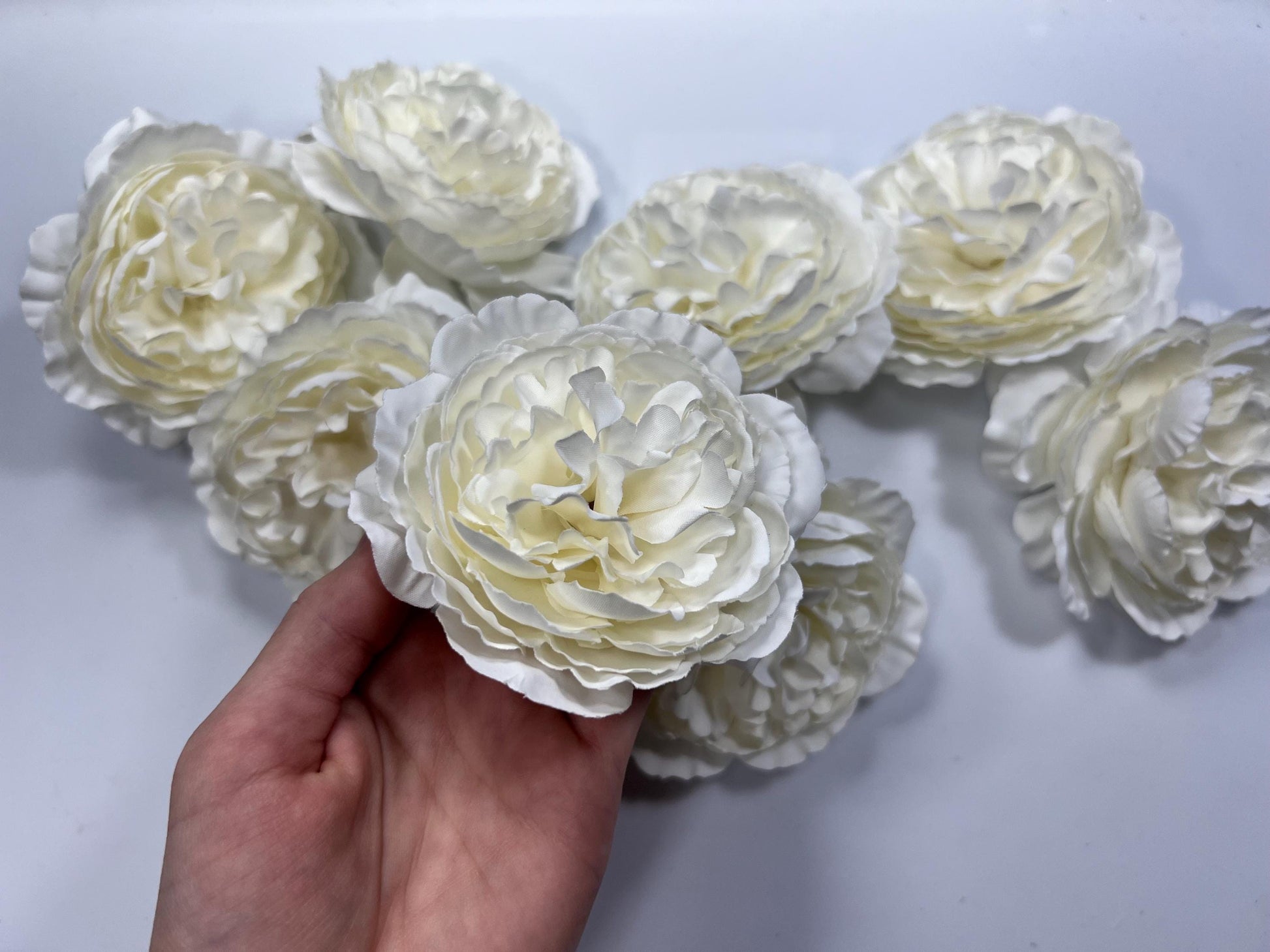 White Peony Artificial Flowers Head Rose White Peony Ivory Wedding Fake Roses White Home Decor Silk Decorative Wedding DIY