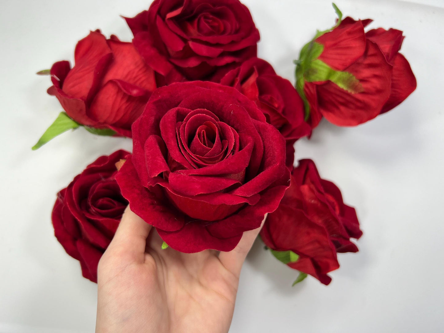 Red Rose Flower Head 3.5 inch Wedding Dark Red Velvet Rose Christmas Red Rose Head Wedding DIY Craft Red Rose Supplies Dark Red Flower Heads