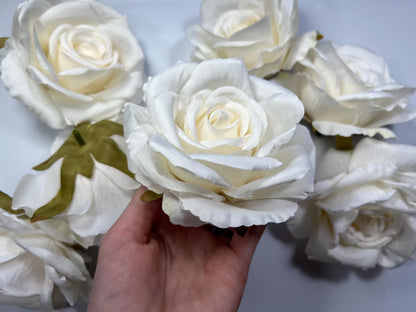 White Rose Flower Heads 4” Wedding White Rose Artificial Ivory Wedding Silk Roses White Home Decor White Roses Wedding DIY Craft Supply