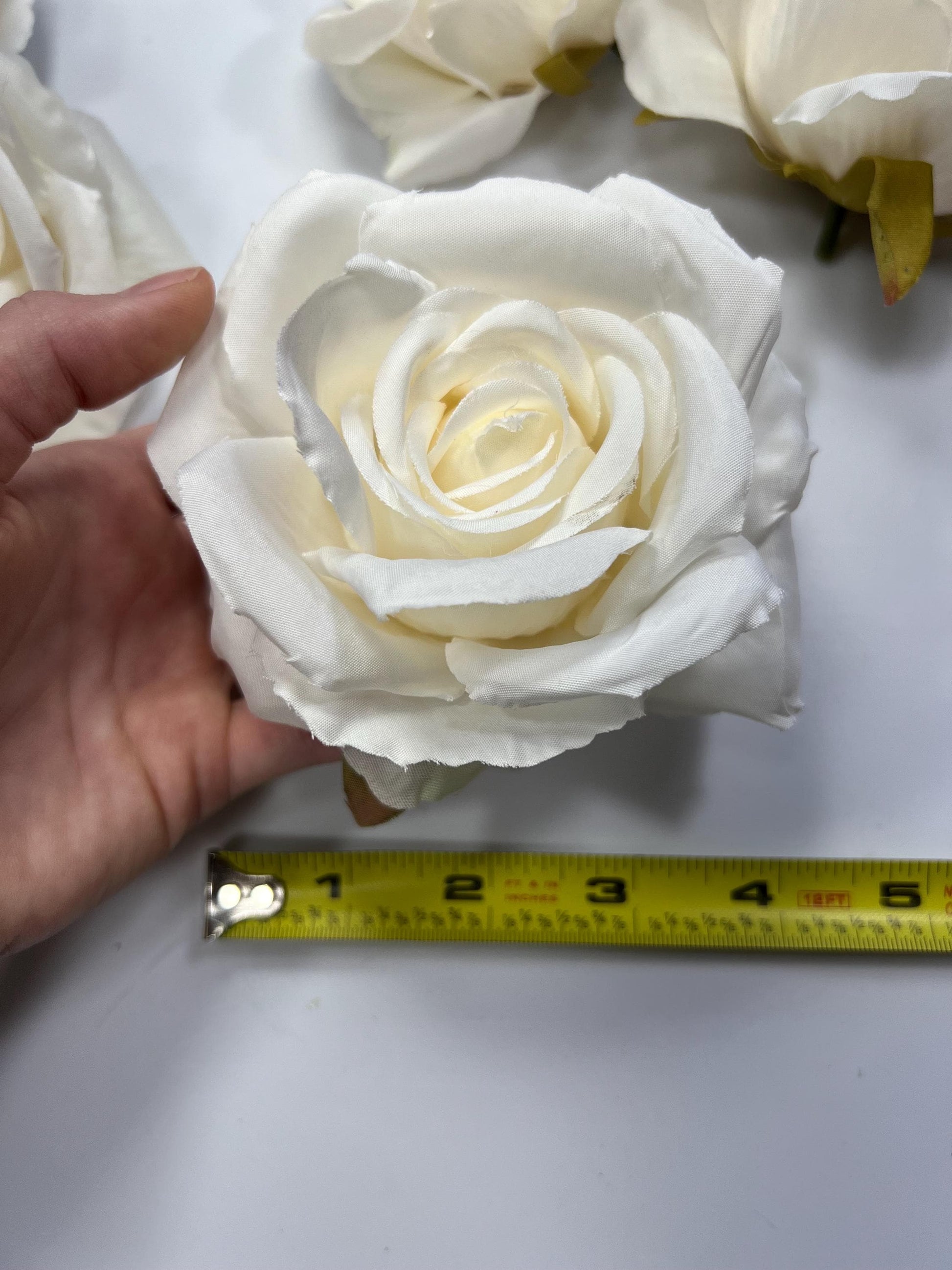 White Rose Flower Heads 4” Wedding White Rose Artificial Ivory Wedding Silk Roses White Home Decor White Roses Wedding DIY Craft Supply