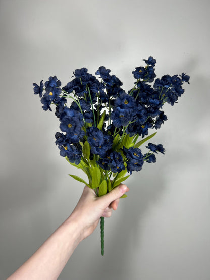 Dark Blue Flowers Ruffle Bush Navy Blue Flowers Home Decor DIY Wedding Wild Flower Blue Navy Artifical Flower Faux Dark Blue