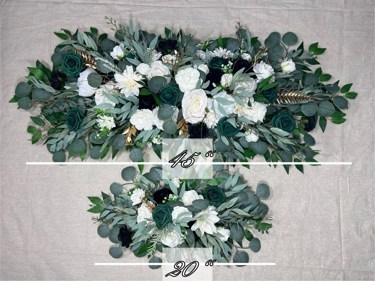 Emerald Green Arch Arrangement Wedding Arbor Arrangement White Black Arch Arrangement Backdrop White Emerald Green  Wedding Arch Flowers