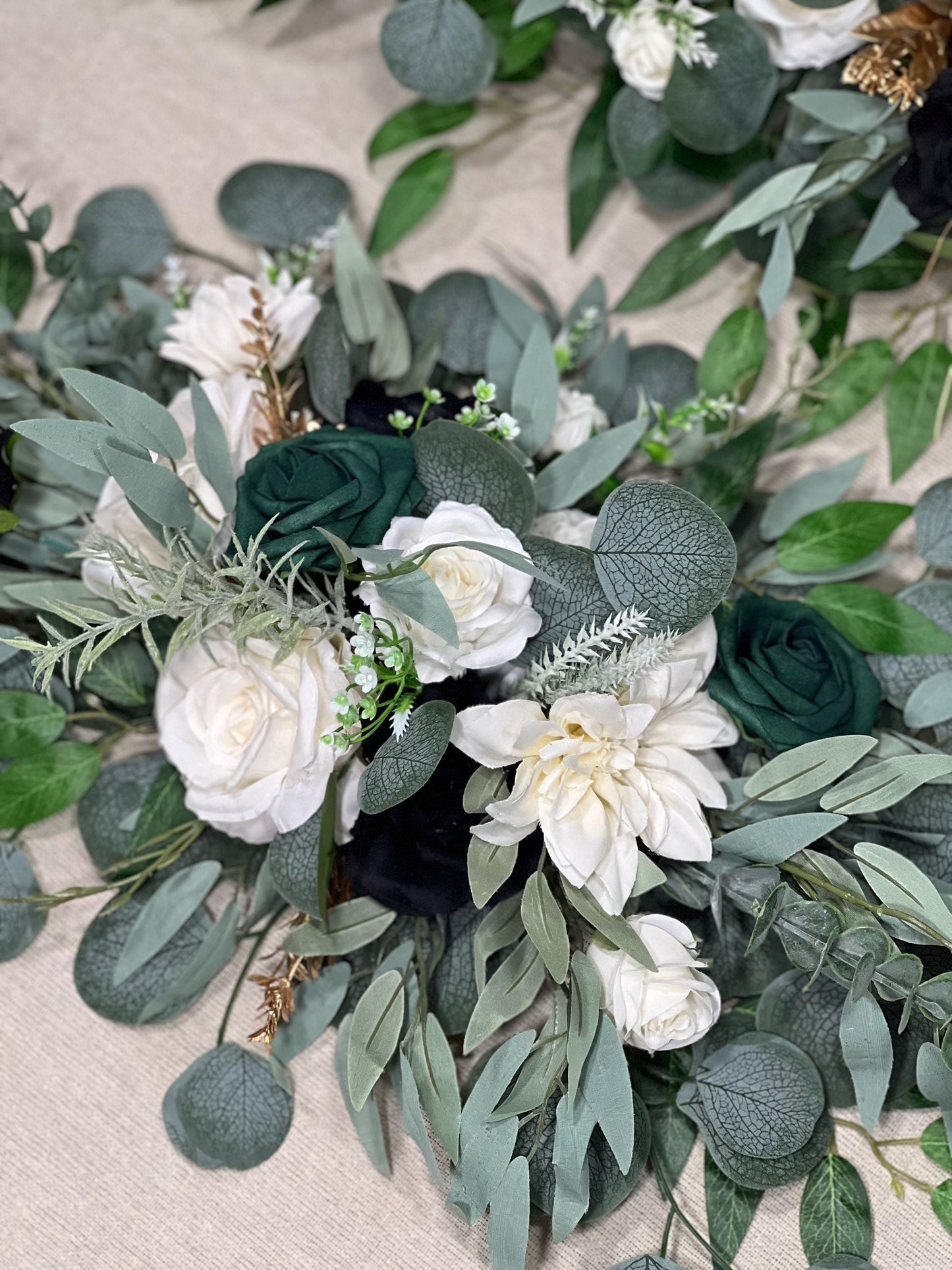 Emerald Green Arch Arrangement Wedding Arbor Arrangement White Black Arch Arrangement Backdrop White Emerald Green Wedding Arch Flowers