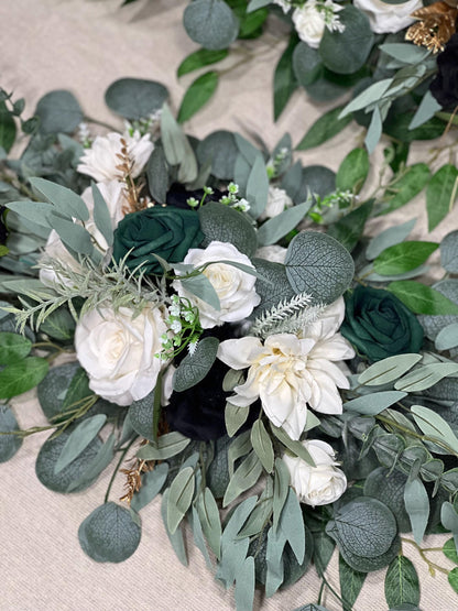 Emerald Green Arch Arrangement Wedding Arbor Arrangement White Black Arch Arrangement Backdrop White Emerald Green Wedding Arch Flowers