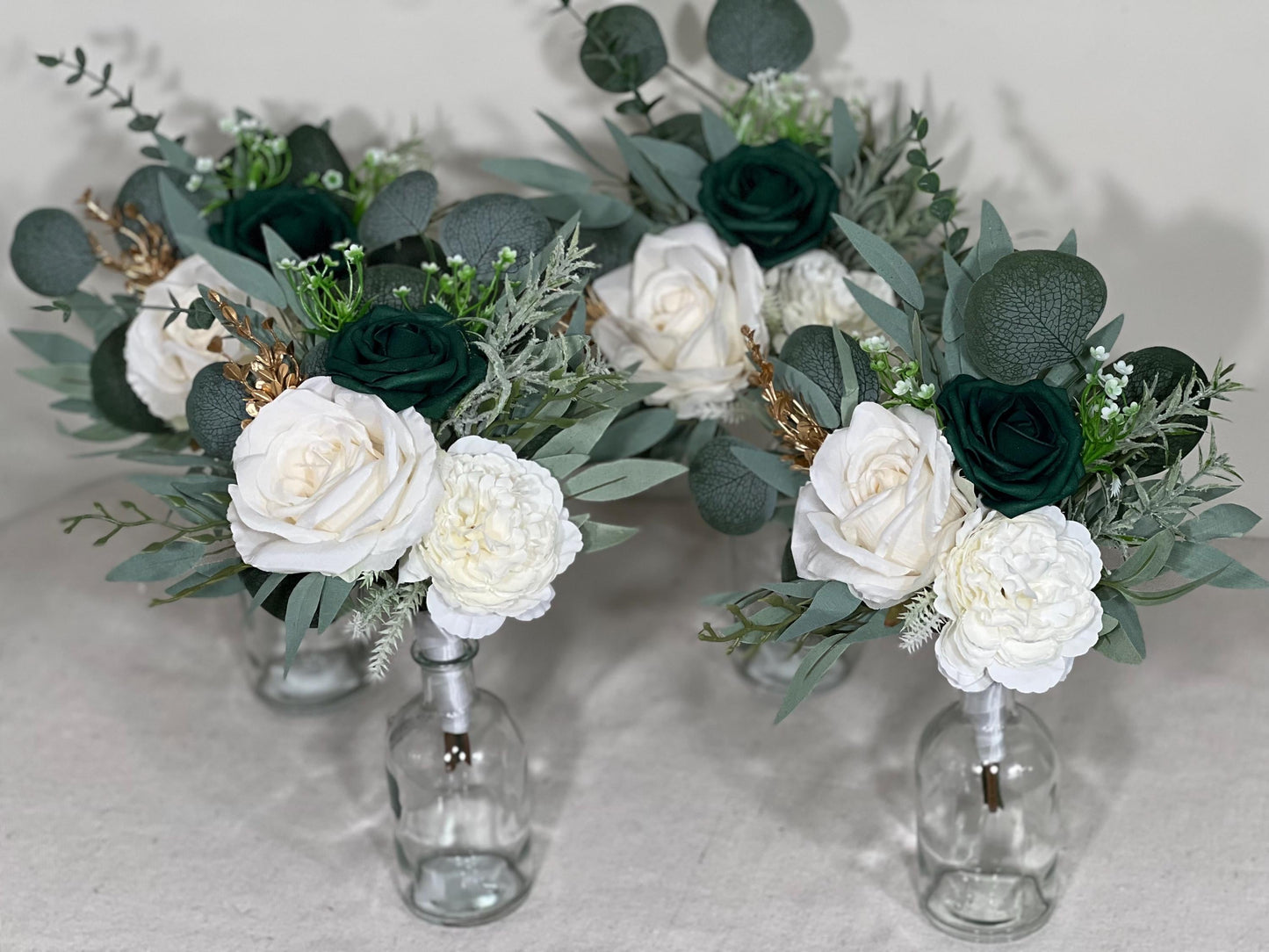 Emerald Green Bouquet Bridal Cascade White Black Bouquet Bridesmaids Emerald Green Forest Anemone Cascading Bouquet Gold Artificial Flower