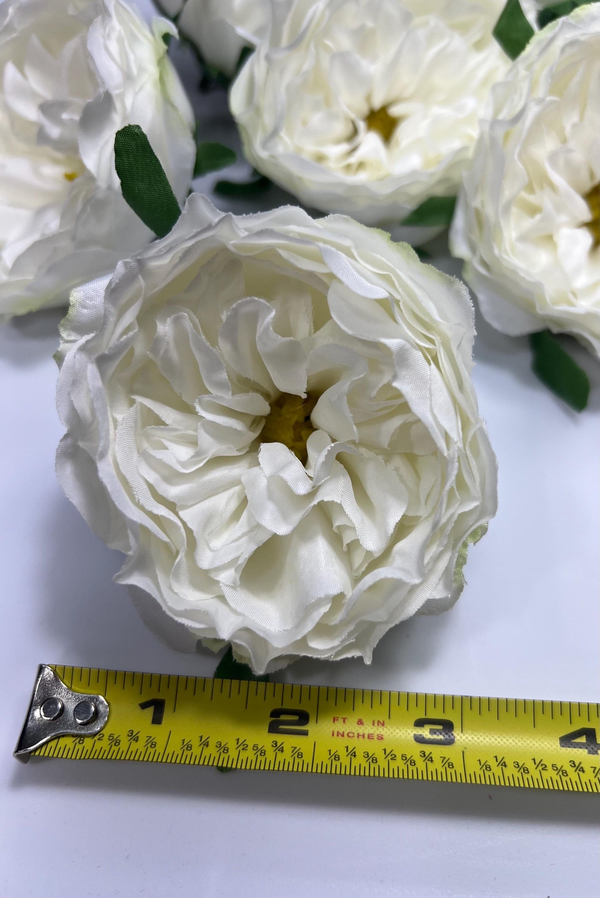 White Peony Artificial Flowers Head Rose White Cabbage Rose Ivory Wedding Fake Roses White Home Decor Flower White Wedding Supplies Craft