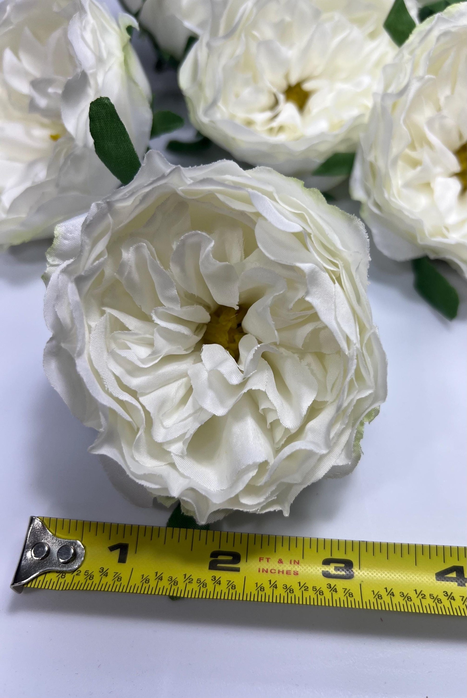 White Peony Artificial Flowers Head Rose White Cabbage Rose Ivory Wedding Fake Roses White Home Decor Flower White Wedding Supplies Craft